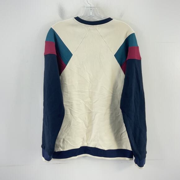 Alma de Ace Cream/Navy Color Block Sweatshirt Men’s Large Cotton Blend Preowned - Picture 2 of 5